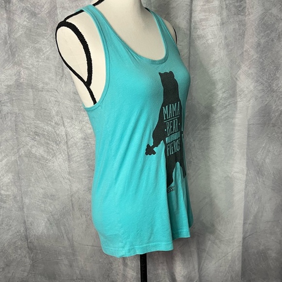 Fitness Tee Co Teal Mama Bear Is Extra Fierce Tank Top - LG - Picture 5 of 9